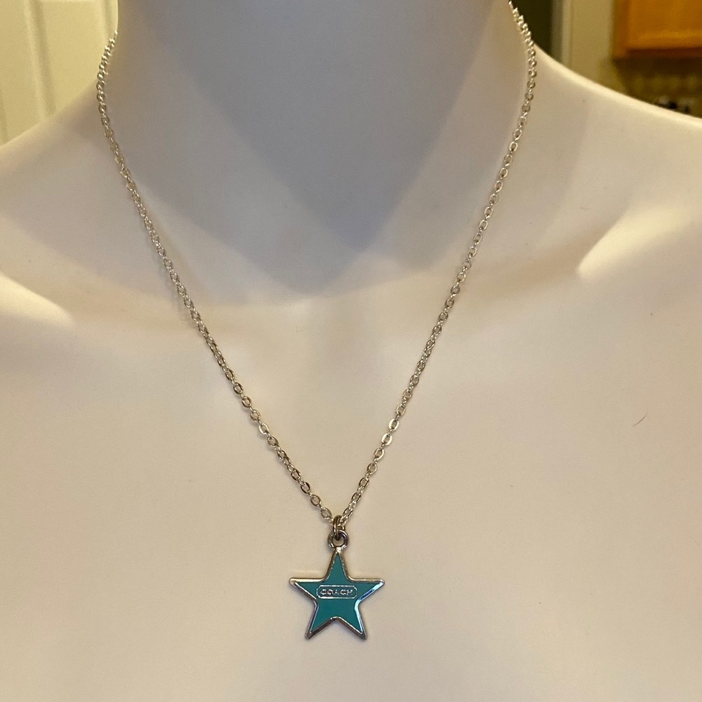 RARE! Coach Enamel Star .925 Sterling Necklace